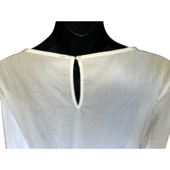 Benetton White Embroidered Cotton Blouse – Size M - Picture 5 of 15